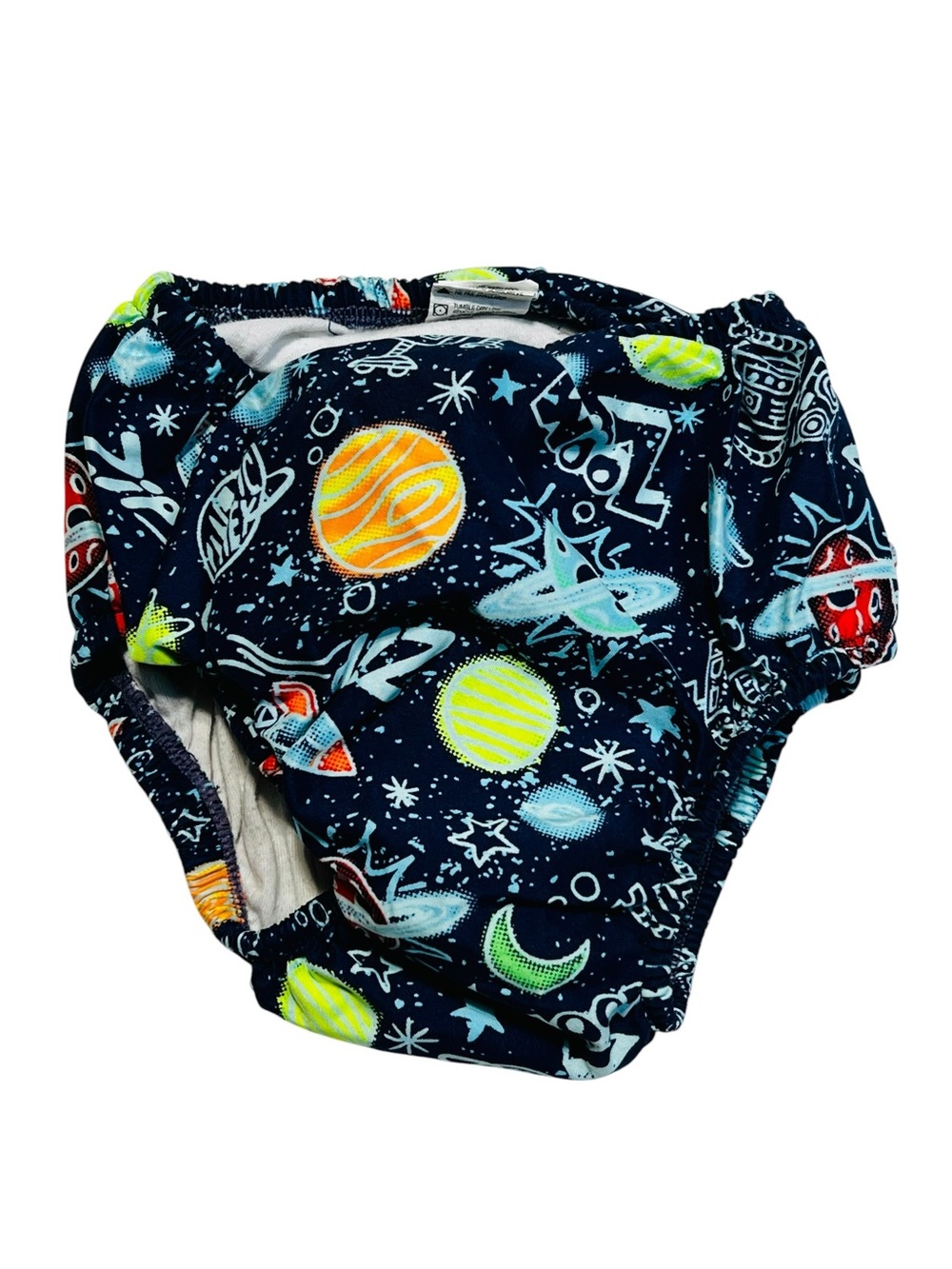 Baby swim underwear Navy Space-Print Swim Trunks with Neon Planets